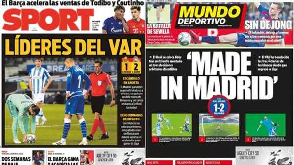 jornais-de-barcelona-detonam-real:-‘e-o-lider-do-var’;-e-irritam-zidane