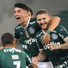 Jogadores do Palmeiras comemoram gol contra Athletico-PR que garantiu o título da Recopa (Cesar Greco/SEP)