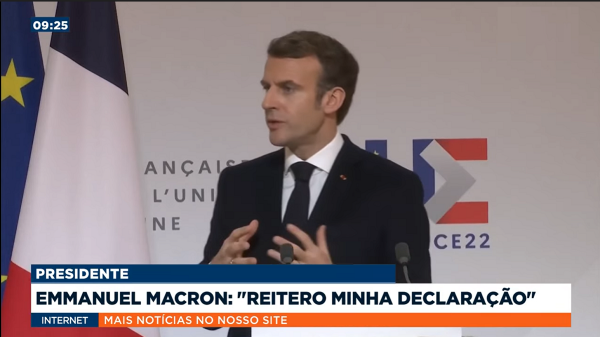 Macron derrotou a candidata de extrema-direita Marine Le Pen (Reprodução/Band)