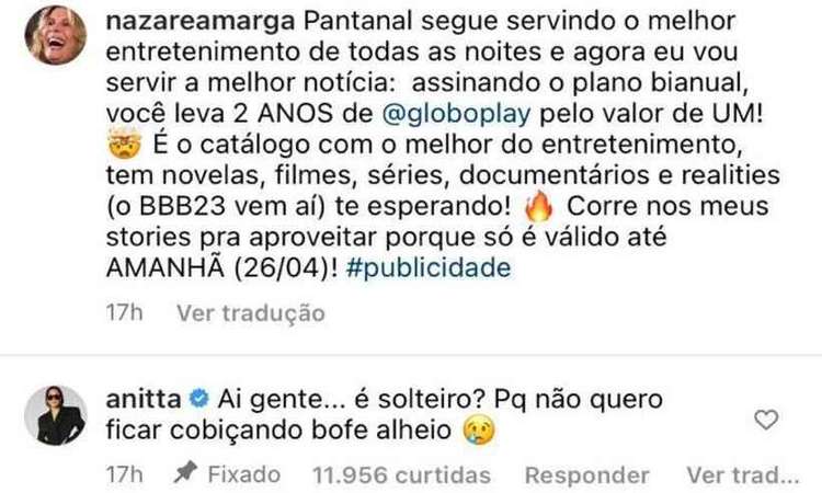 Anitta comenta sobre novela pantanal