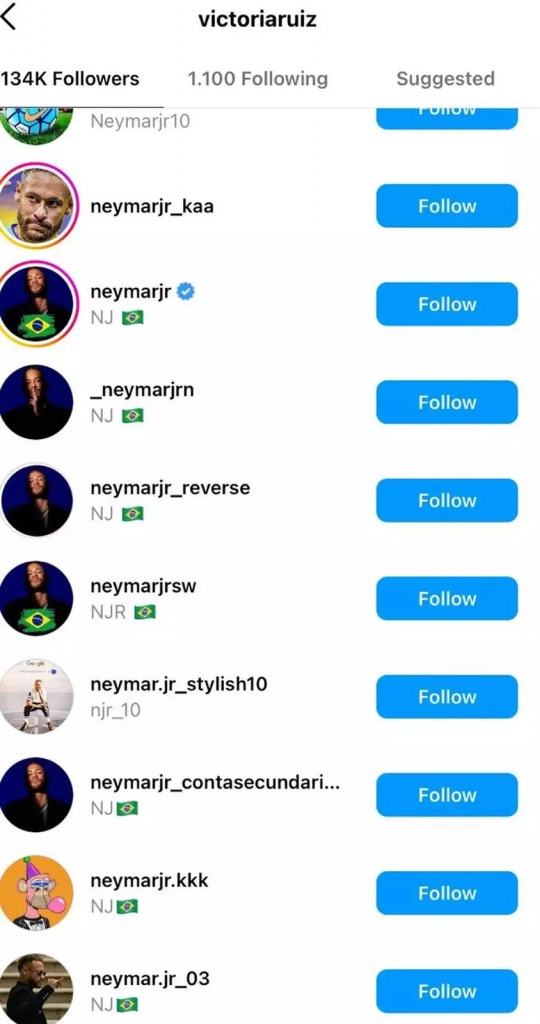 Fãs de Neymar segundo Victoria Ruiz nas redes sociais. (Imagem: Reprodução)