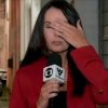 Repórter Vanessa Medeiros teve uma queda de pressão e desmaiou ao vivo; (TV Tribuna/Reprodução)