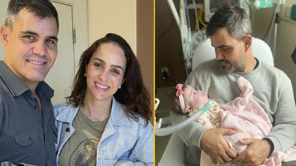Juliano Cazarré e Letícia estão com a filha Maria Guilhermina em casa após 7 meses internada (Montagem/Instagram)