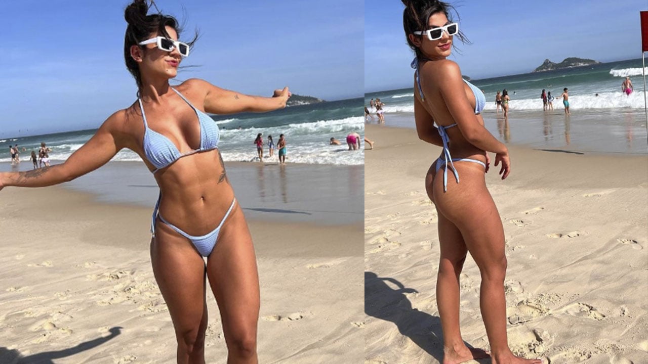 Hariany Almeida curte praia no RJ e encanta seguidores com registro (Montagem/Instagram)
