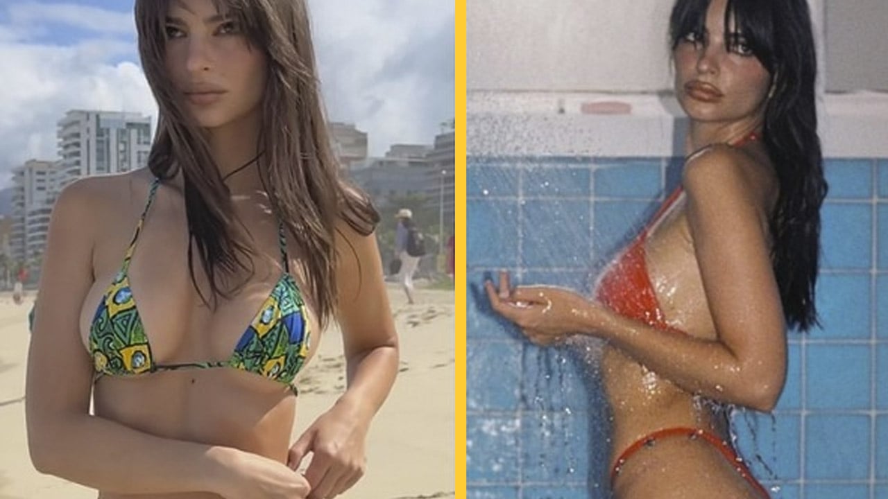 Emily Ratajkowski exibiu seu corpaço nas areias do Rio de Janeiro e encantou seguidores (Instagram)