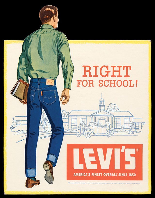 Campanha publicitária de jeans Levis/Denin dos anos 1950 (Reproducão)