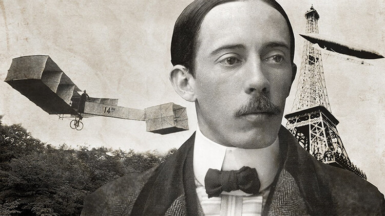 Santos-Dumont e o primeiro avião da história da humanidade, o 14 bis (Acervo)