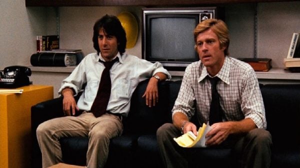 Cena do filme 'Todos os Homens do Presidente'​ (19776) com Dustin Hoffman e Robert Redford (Reprodução/Warner)