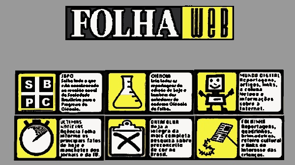 Primeira home page da Folha de S.Paulo na Internet, lançada em 9 de julho de 1995 (Reprodução)