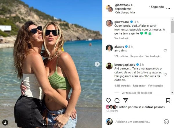 Giovanna Ewbank e Fe Paes Leme postam foto e ironizam rumores de briga