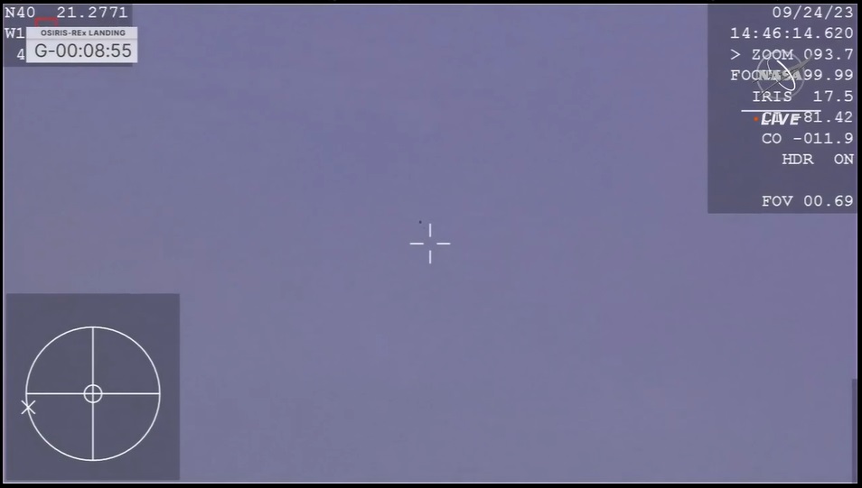Momento em que a sonda Osiris-REx entrou nos céus de Utah, 9 min antes de tocar o solo (Foto: NASA)