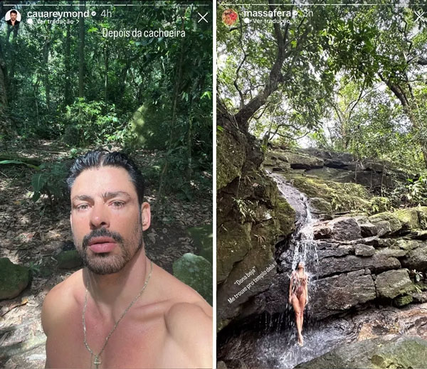 O ator também postou foto na mesma cachoeira que a ex Grazi Massafera