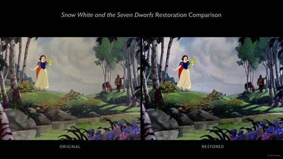 Detalhe da remasterização de "Branca de Neve e Os Sete Anões"