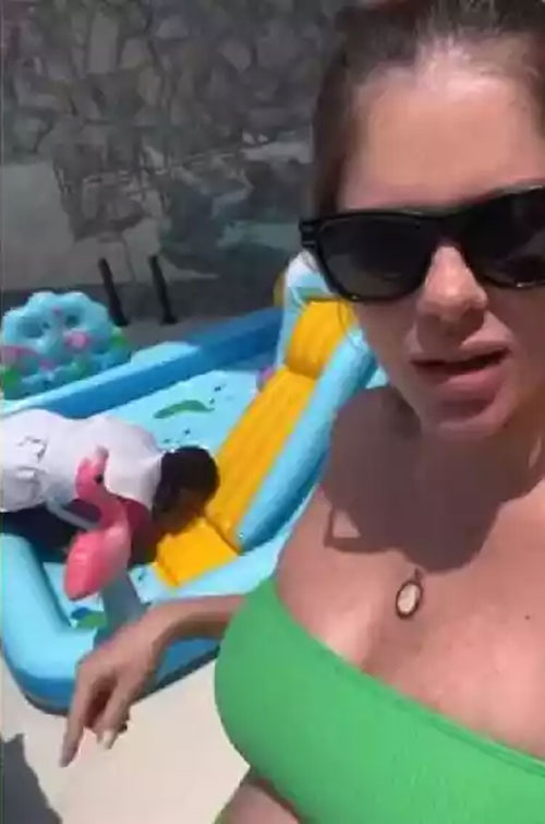 Bárbara Evans gerou polêmica ao publicar storie com empregada enchendo piscina