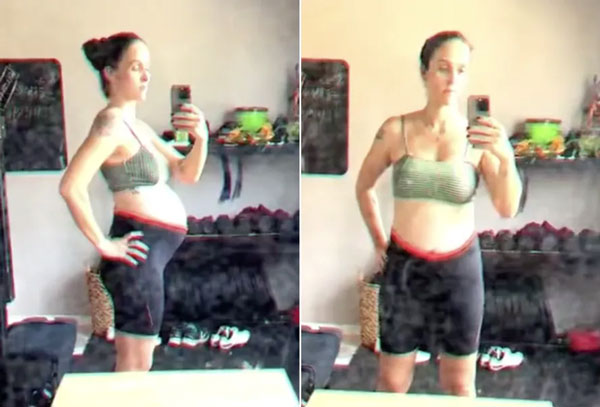 Letícia Cazarré, grávida, está disciplinada nos exercícios