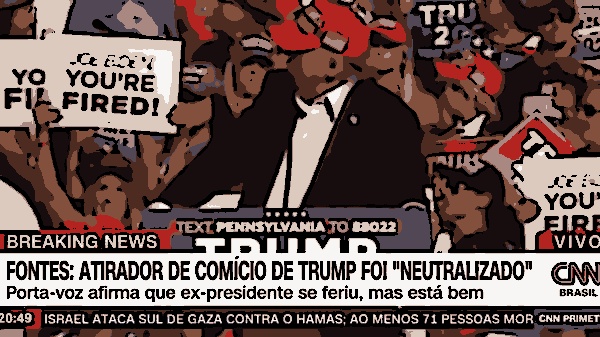 Tiros contra Donald Trump na Filadélfia (Foto: CNN/Reprodução)